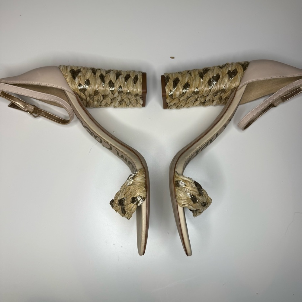 Sam Edelman Yoana Woven Raffia & Leather Sandals Size 10 GUC - Picture 2 of 9
